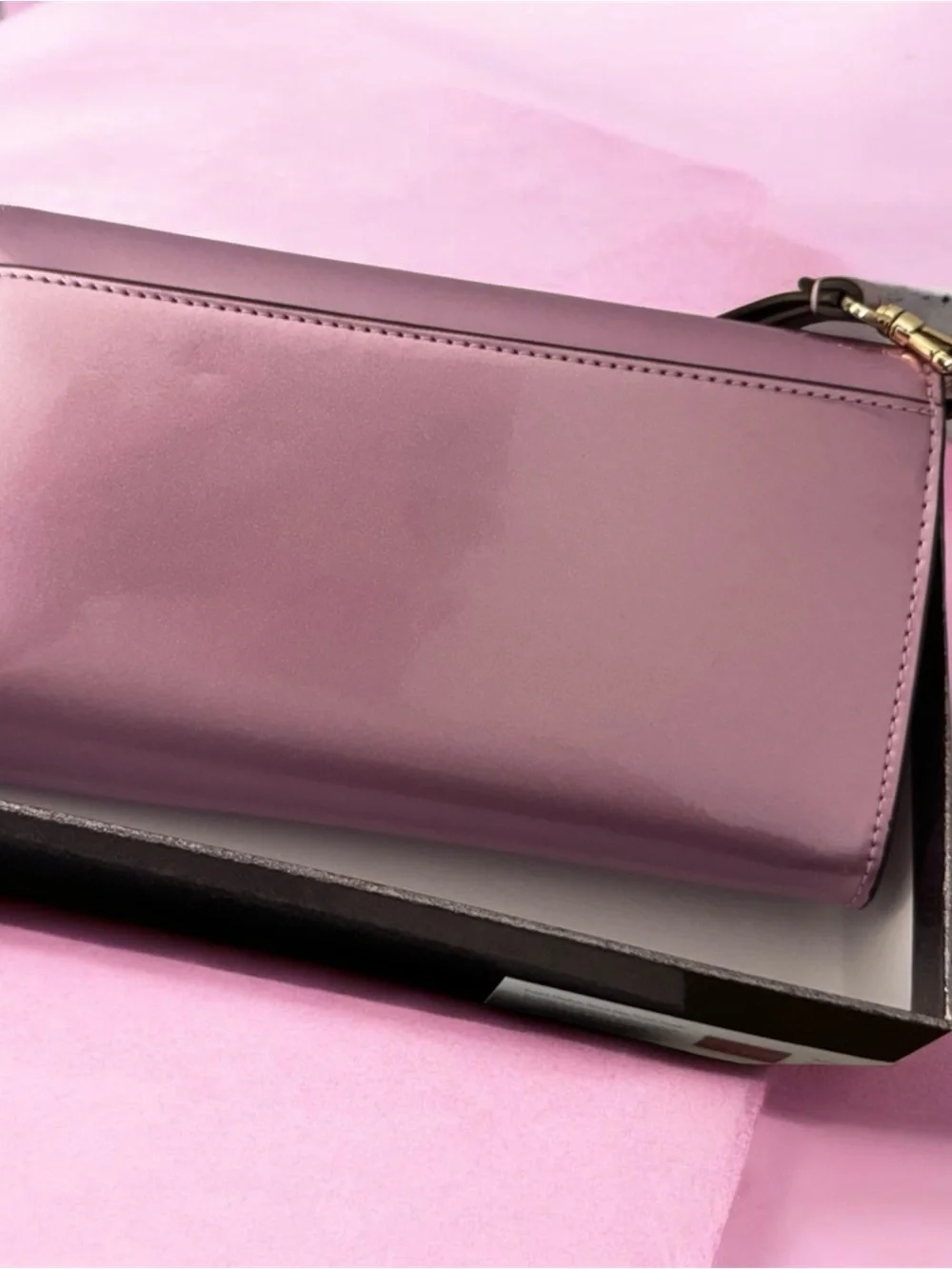 kate spade Metallic Pink Fold-Over Clutch with Gold Plaque